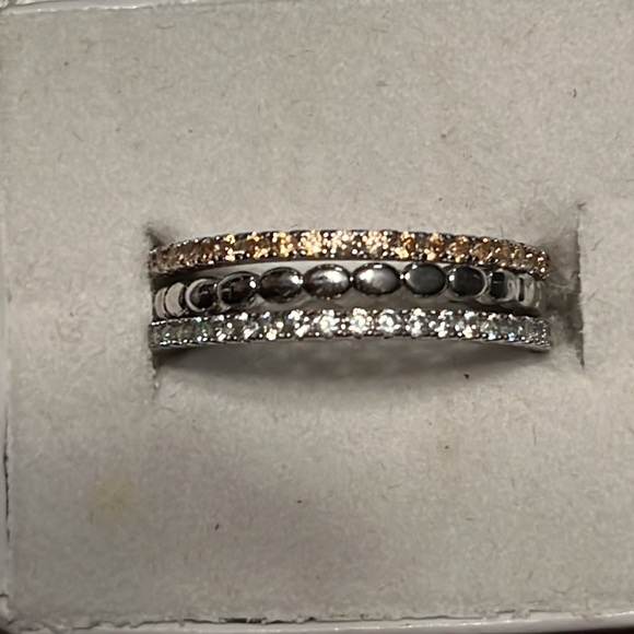 RBP2283 Unicorn- Farmhouse Brush Morganite on Rhodium Plate Bands Size 8 - Picture 9 of 9